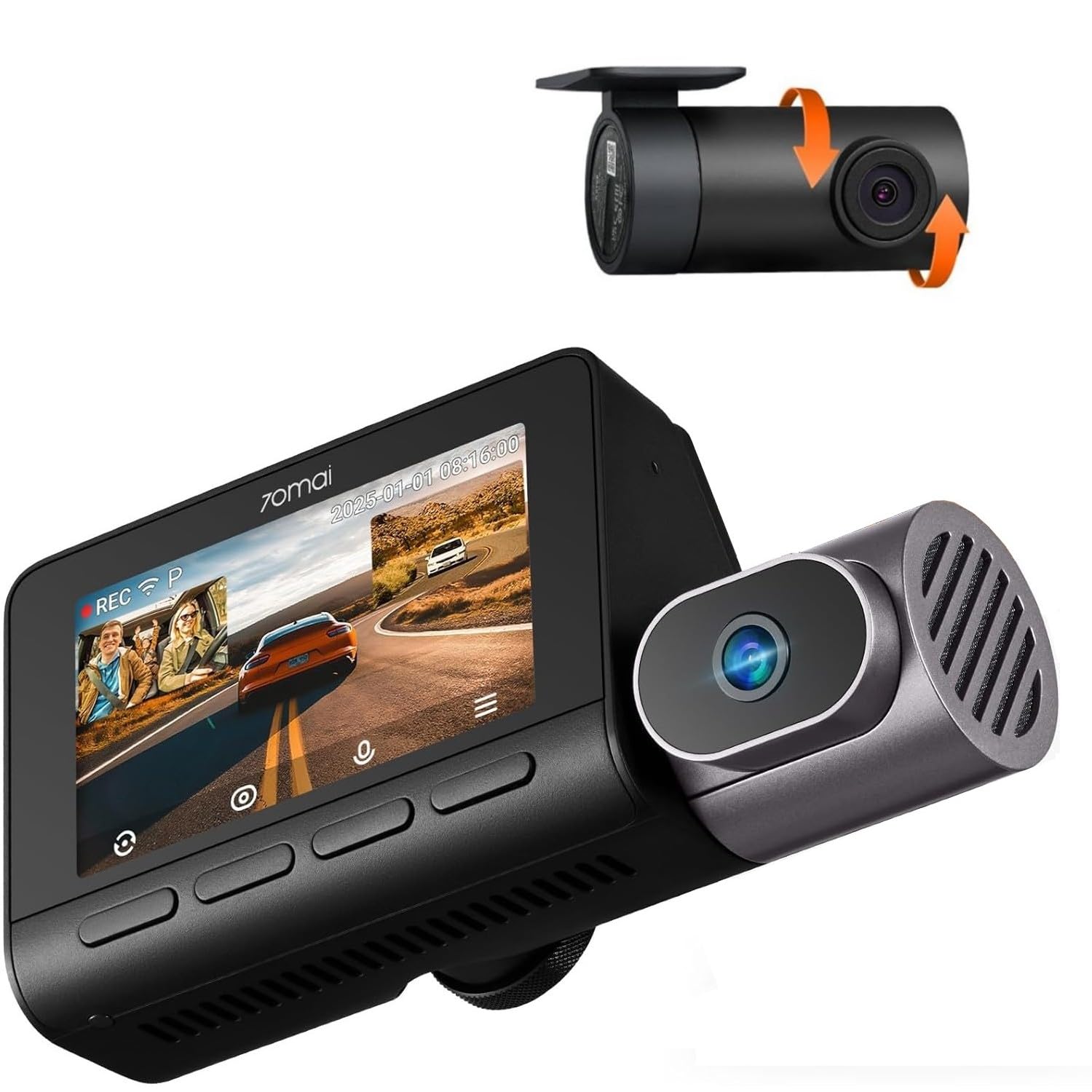 70mai 4K T800 3 Channel Dash Cam, Dash Cam Front and Rear Inside(2160P+1080P+1080P), STARVIS 2 IMX678 & IMX662, HDR Night Vision, WiFi 6, ADAS, Super-Capacitor