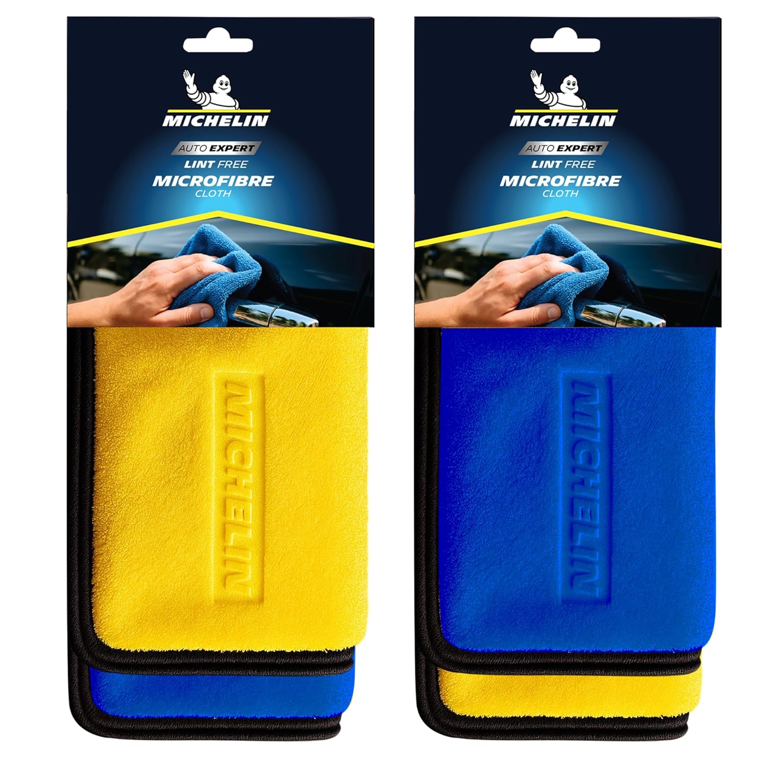 MICHELIN 500 GSM Pack of 4 (40x40 cm) Microfiber Cleaning Cloth for Car 